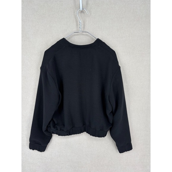 Express Jacket Womens M Black Cropped Bomber Patch Pockets New - Picture 3 of 9